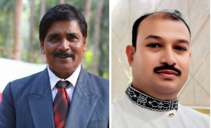 বোয়ালমারী বিএনপির সভাপতি এডভোকেট সিরাজুল ইসলাম, সাধারণ সম্পাদক সঞ্জয় সাহা।