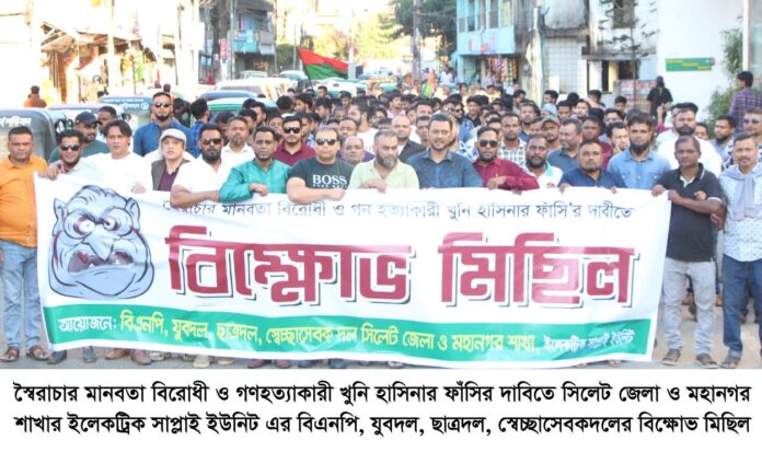 ইলেকট্রিক সাপ্লাই ইউনিটের বিএনপি, যুবদল, ছাত্রদল, স্বেচ্ছাসেবকদলের বিক্ষোভ মিছিল ও সমাবেশ।