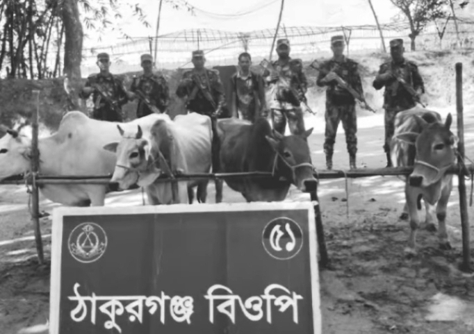 ডিমলায় বিজিবির অভিযানে ভারতীয় ৪টি গরুসহ চোরাকারবারি আটক।