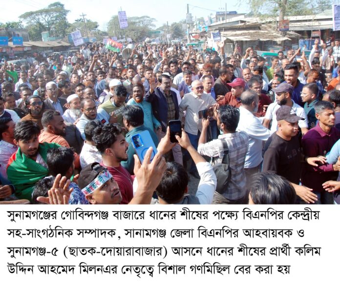 দেশ ও দেশের সার্বিক উন্নয়নে ধানের শীষে ভোট দিন ———-মিলন।