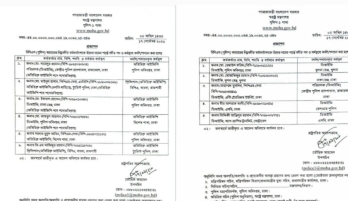 পুলিশের উচ্চপর্যায়ে বড় রদবদল।