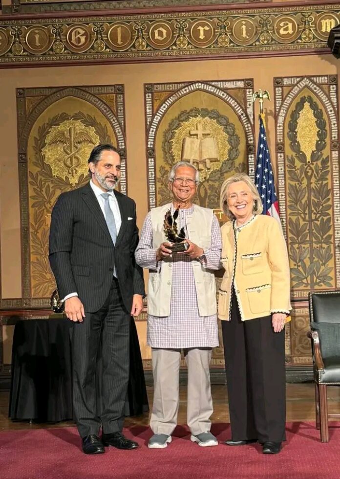 Nobel laureate Professor Muhammad Yunus received the Hillary Rodham Clinton Award today at Georgetown University.